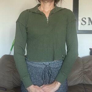 Green Quarter Zip Top